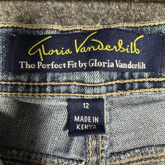 Gloria Vanderbilt Jeans Womens 12 The Perfect Fit Cotton Stretch Crop Embroider - Picture 5 of 8